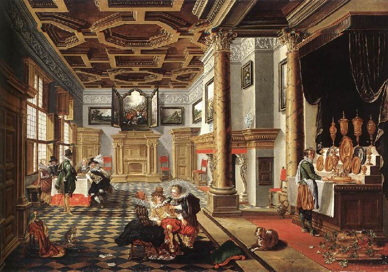 BASSEN, Bartholomeus van Renaissance Interior with Banqueters f Sweden oil painting art